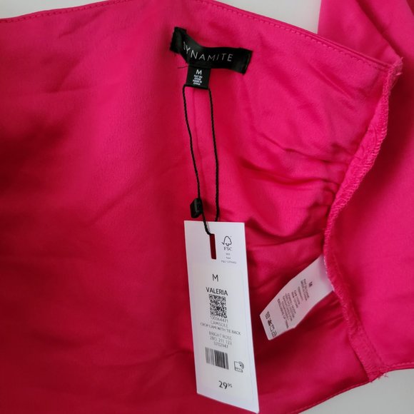Dynamite Hot pink Valeria Tie-Back Crop Cami size Medium - Picture 4 of 4
